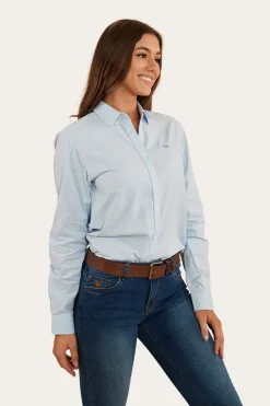 Outlet Ringers Western Homestead Womens Dress Shirt - Blue Chambray