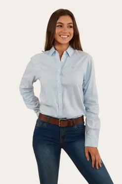 Outlet Ringers Western Homestead Womens Dress Shirt - Blue Chambray