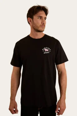 Outlet Ringers Western Hometown Mens Loose Fit T-Shirt - Black