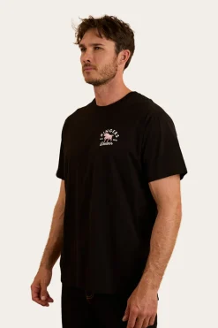 Outlet Ringers Western Hometown Mens Loose Fit T-Shirt - Black