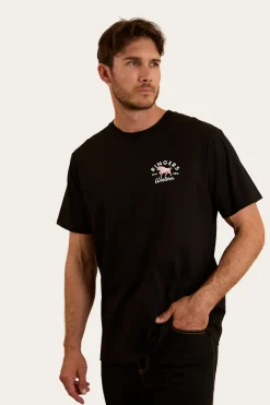 Outlet Ringers Western Hometown Mens Loose Fit T-Shirt - Black