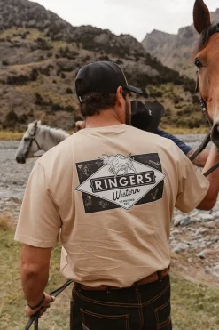 Discount Ringers Western Hometown Mens Loose Fit T-Shirt - Dark Sand