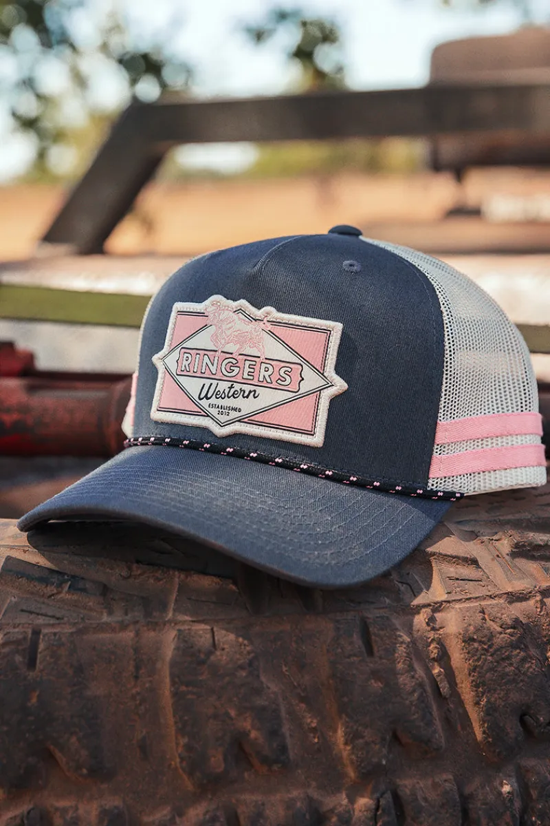 New Ringers Western Hometown Trucker Cap - Charcoal / Rosey