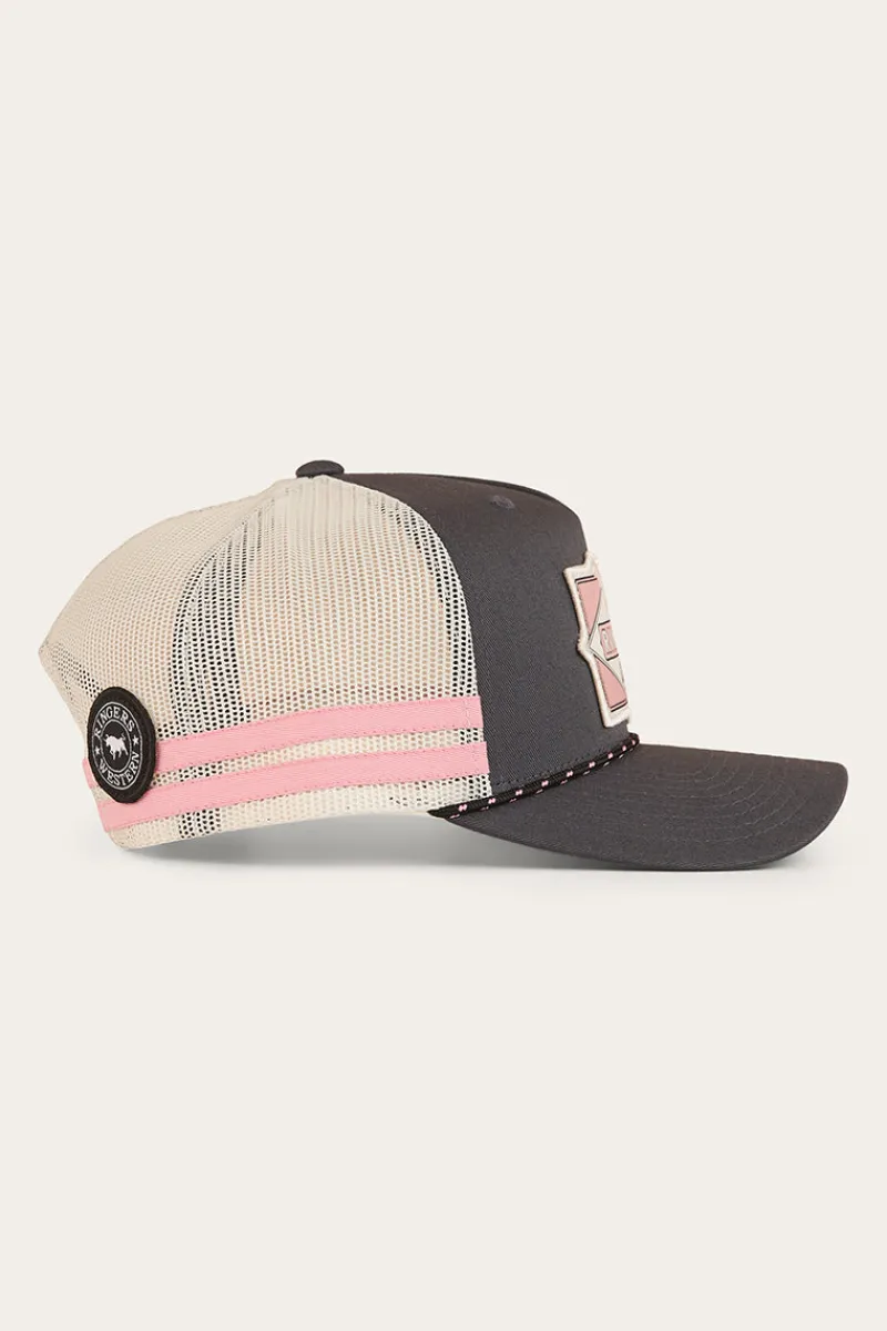 New Ringers Western Hometown Trucker Cap - Charcoal / Rosey