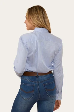 Clearance Ringers Western Hope Womens Check Dress Shirt - White/Blue