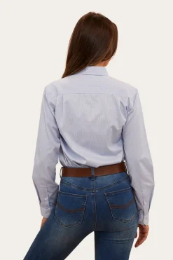 Sale Ringers Western Hope Womens Stripe Dress Shirt - White/Blue