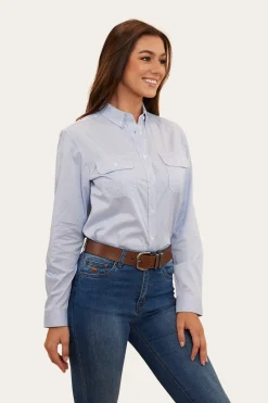 Sale Ringers Western Hope Womens Stripe Dress Shirt - White/Blue