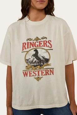 Clearance Ringers Western Horsin Around Womens Oversized T-Shirt - Vintage White