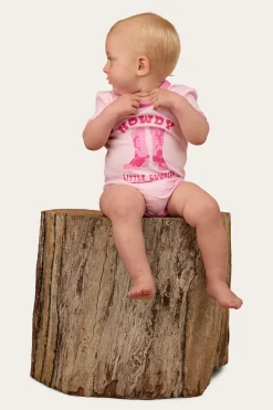 Ringers Western Howdy Cowgirl Babies Short Sleeve Romper - Ballet Pink