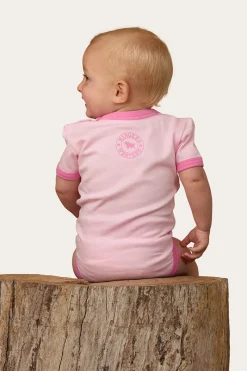 Ringers Western Howdy Cowgirl Babies Short Sleeve Romper - Ballet Pink
