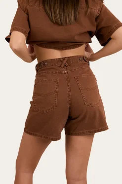 Best Ringers Western Iris Womens Denim Short - Saddle Brown
