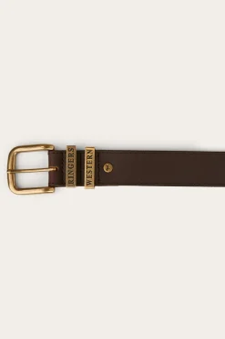 Online Ringers Western James Belt - Dark Brown / Gold