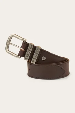 Clearance Ringers Western James Belt - Dark Brown / Silver