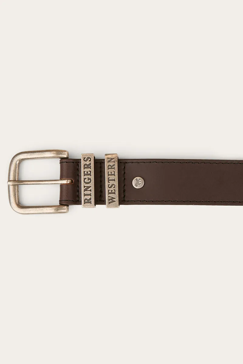 Clearance Ringers Western James Belt - Dark Brown / Silver