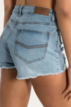 Clearance Ringers Western Jessie Womens Mid Rise Ripped Denim Short - Vintage Light Blue