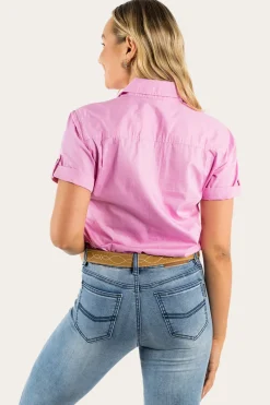 Best Ringers Western Jules Womens Full Button Short Sleeve Work Shirt - Pastel Pink