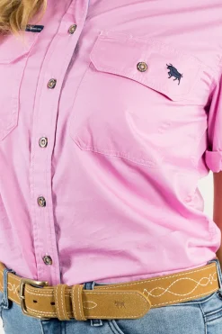 Best Ringers Western Jules Womens Full Button Short Sleeve Work Shirt - Pastel Pink
