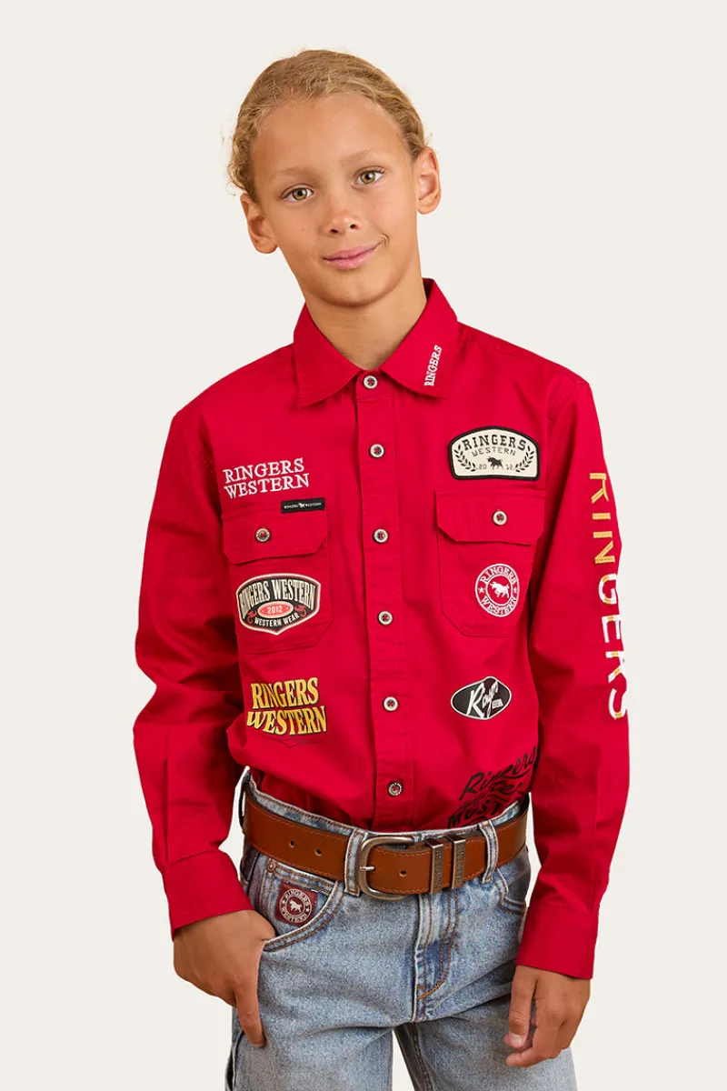 Discount Ringers Western Junior Chute Boss Work Shirt - Dark Red