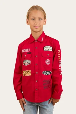 Discount Ringers Western Junior Chute Boss Work Shirt - Dark Red