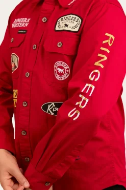 Discount Ringers Western Junior Chute Boss Work Shirt - Dark Red