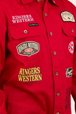 Discount Ringers Western Junior Chute Boss Work Shirt - Dark Red