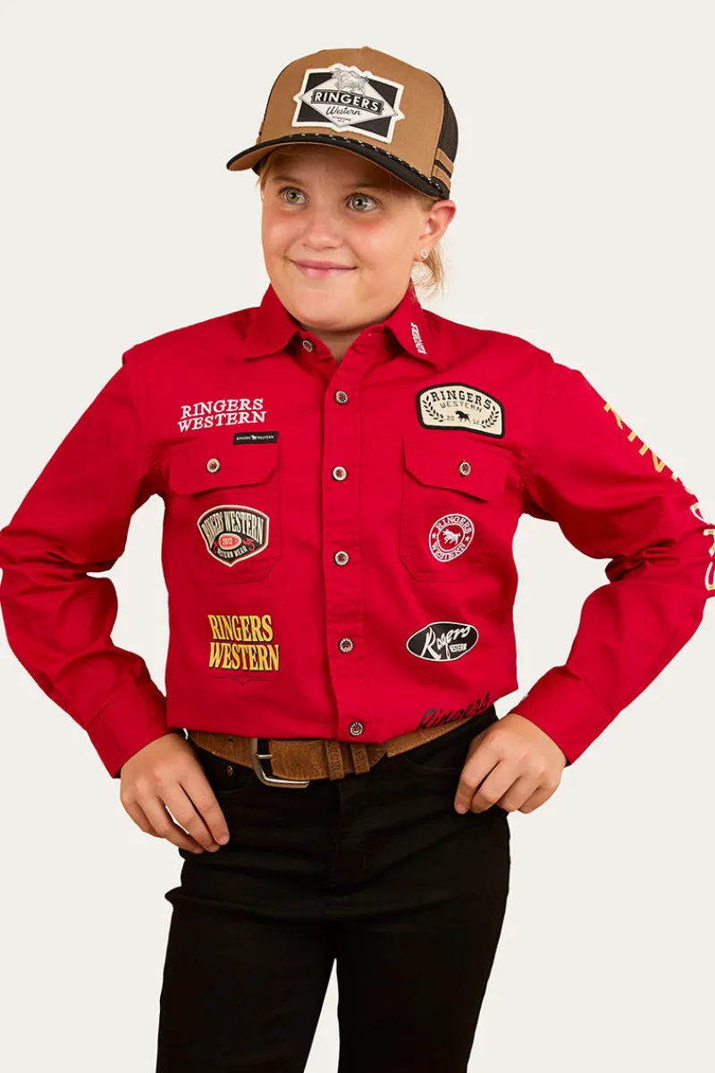 Discount Ringers Western Junior Chute Boss Work Shirt - Dark Red