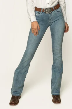 Online Ringers Western Katherine Cowgirl Womens Mid-Rise Bootleg Jeans - Light Blue