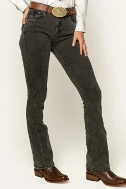 New Ringers Western Katherine Cowgirl Womens Mid-Rise Bootleg Jeans - Charcoal