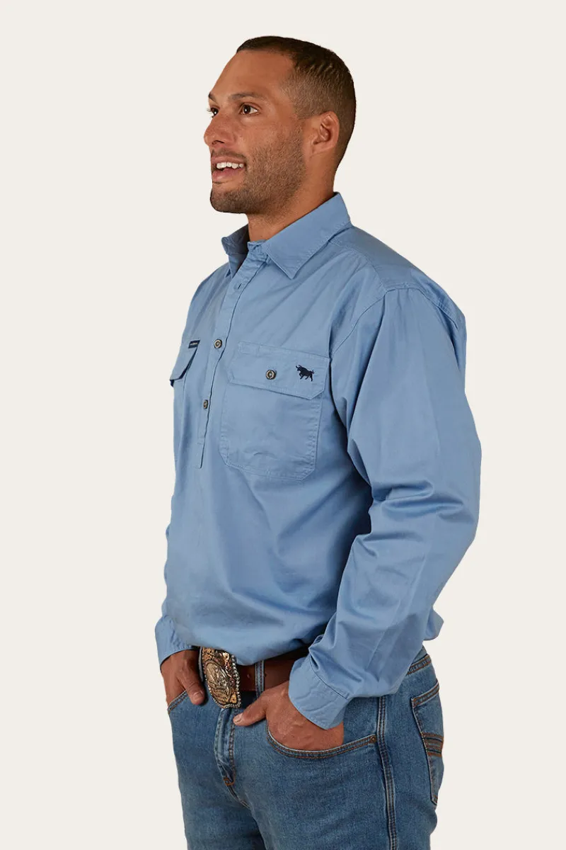 Best Ringers Western King River Half Button Work Shirt - Denim Blue