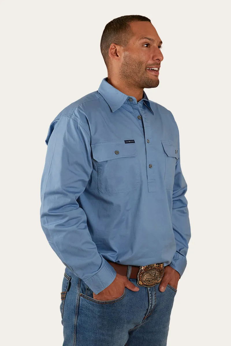 Best Ringers Western King River Half Button Work Shirt - Denim Blue