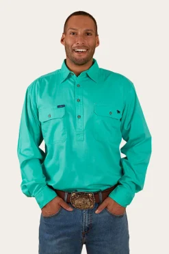 Clearance Ringers Western King River Half Button Work Shirt - Mint