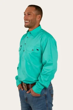 Clearance Ringers Western King River Half Button Work Shirt - Mint