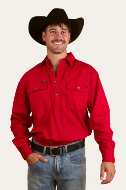 Clearance Ringers Western King River Half Button Work Shirt - Red