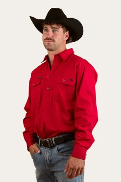 Clearance Ringers Western King River Half Button Work Shirt - Red