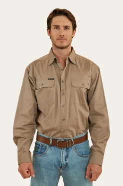 Hot Ringers Western King River Mens Full Button Work Shirt - Mushroom