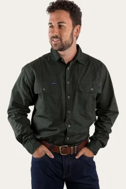 Best Ringers Western King River Mens Full Button Work Shirt - Cargo Khaki