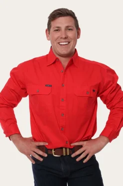 Ringers Western King River Mens Full Button Work Shirt - Red