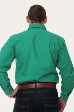 Outlet Ringers Western King River Mens Full Button Work Shirt - Green