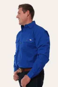 Online Ringers Western King River Mens Full Button Work Shirt - Royal Blue