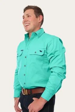 Outlet Ringers Western King River Mens Full Button Work Shirt - Mint