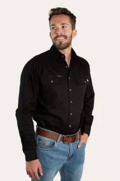 Ringers Western King River Mens Full Button Work Shirt - Black