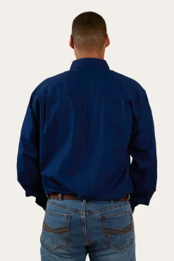Outlet Ringers Western King River Mens Half Button Work Shirt - Navy