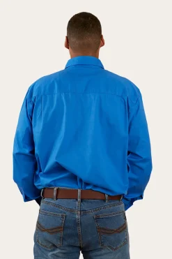 Hot Ringers Western King River Mens Half Button Work Shirt - Blue