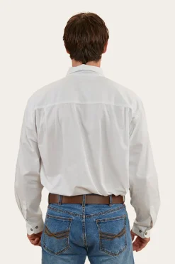 Discount Ringers Western King River Mens Half Button Work Shirt - White