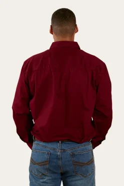Clearance Ringers Western King River Mens Half Button Work Shirt - Burgundy