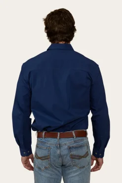 Discount Ringers Western King River Mens Half Button Coolmax Work Shirt - Navy