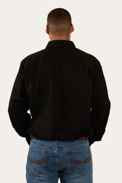Hot Ringers Western King River Mens Half Button Work Shirt - Black