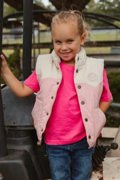 Outlet Ringers Western Kynuna Kids Puffer Vest - Pink / Off White