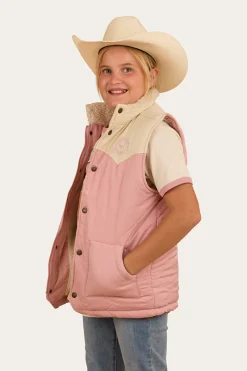 Outlet Ringers Western Kynuna Kids Puffer Vest - Pink / Off White