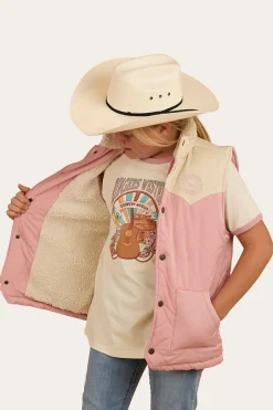 Outlet Ringers Western Kynuna Kids Puffer Vest - Pink / Off White